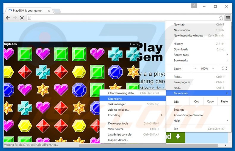 Eliminando los anuncios PlayGEM de Google Chrome paso 1