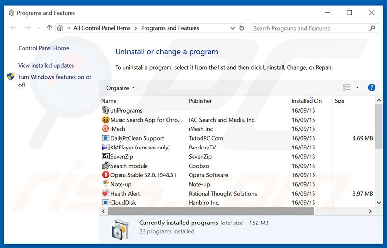 desinstalar el adware Safe Browsing del Panel de control