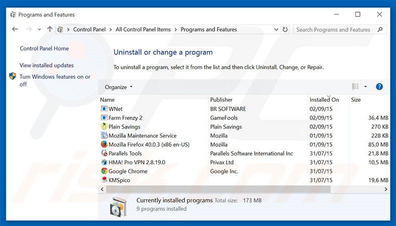 desinstalar el adware SaveDeals del Panel de control