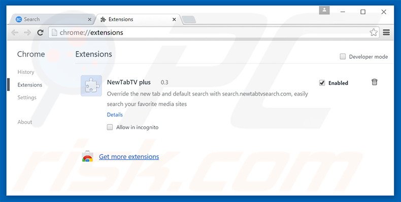 Eliminando las extensiones relacionadas con search.bitcro.com de Google Chrome