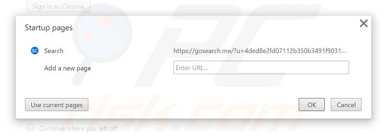 Eliminando search.bitcro.com de la página de inicio de Google Chrome
