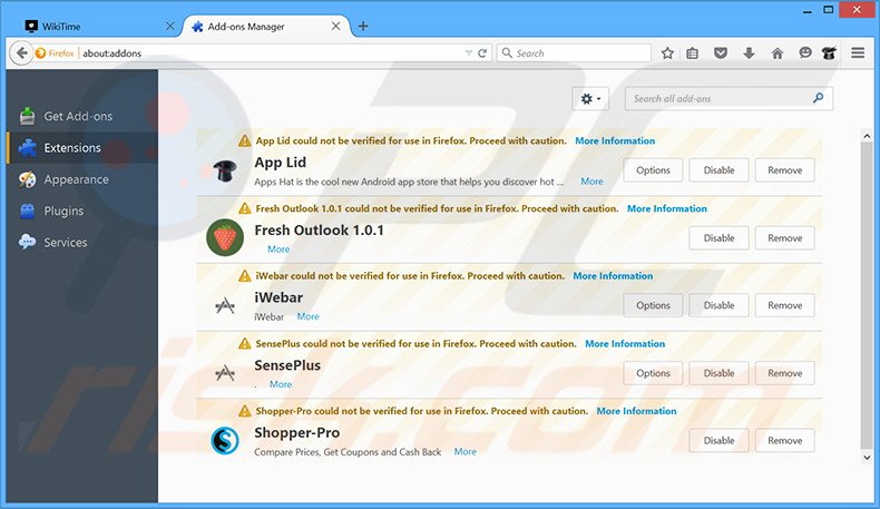Eliminando los anuncios de Sonic search de Mozilla Firefox paso 2
