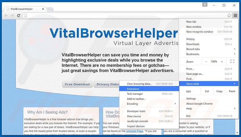 Eliminando los anuncios de Vital Google Chrome de Internet Explorer paso 1