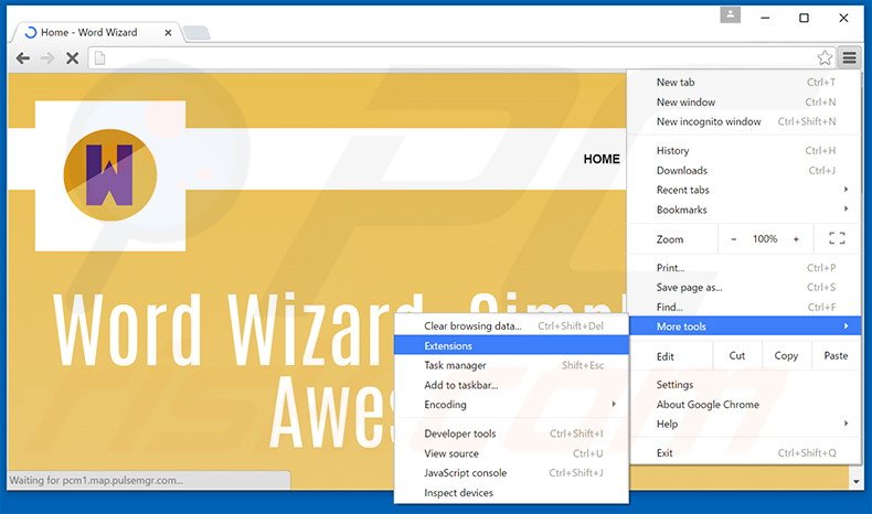 Eliminando los anuncios WordWizard de Google Chrome paso 1