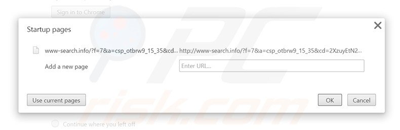 Eliminando www-search.info de la página de inicio de Google Chrome