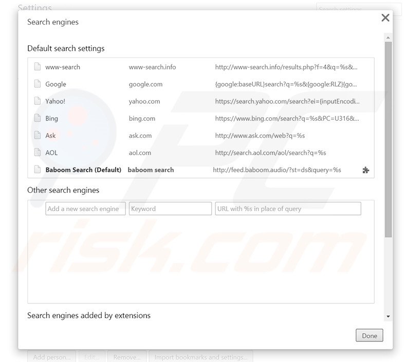 Eliminando www-search.info del motor de búsqueda por defecto de Google Chrome