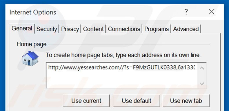 Eliminando yessearches.com de la página de inicio de Internet Explorer