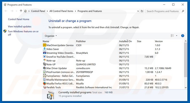 desinstalar el adware AmazingTab del Panel de control