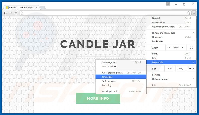 Eliminando los anuncios de Candle Jar de Google Chrome paso 1