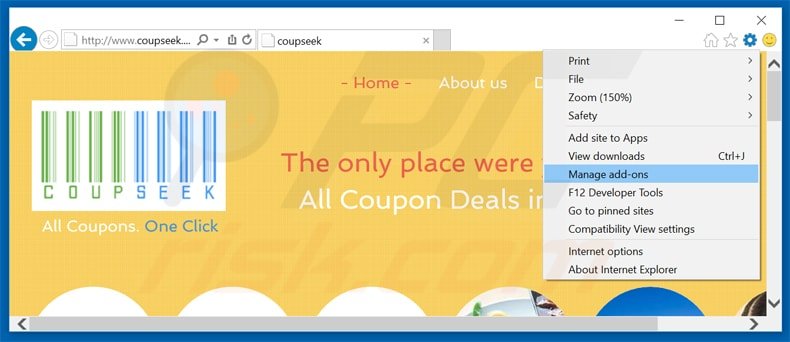 Eliminando coupseek de Internet Explorer paso 1