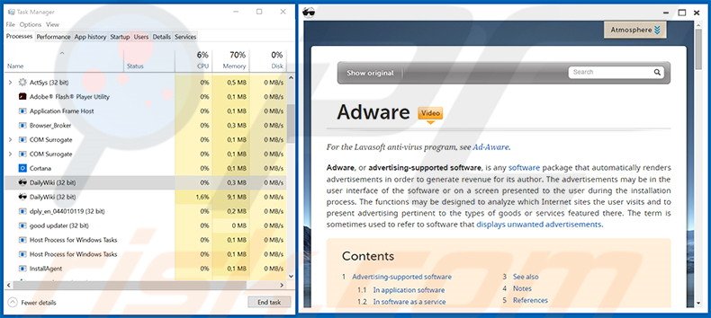 Aplicación tipo software publicitario DailyWiki