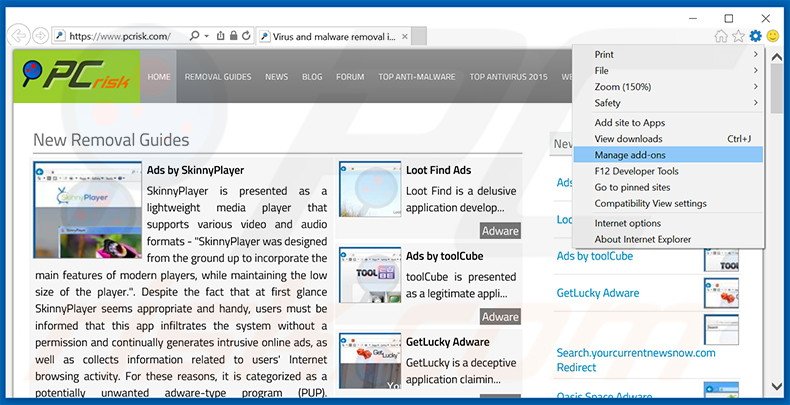 Eliminando los anuncios de DailyWiki de Internet Explorer paso 1