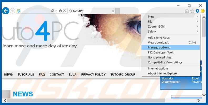 Eliminando los anuncios de eFast browser de Internet Explorer paso 1
