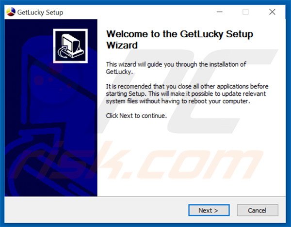 Instalación del software publicitario GetLucky