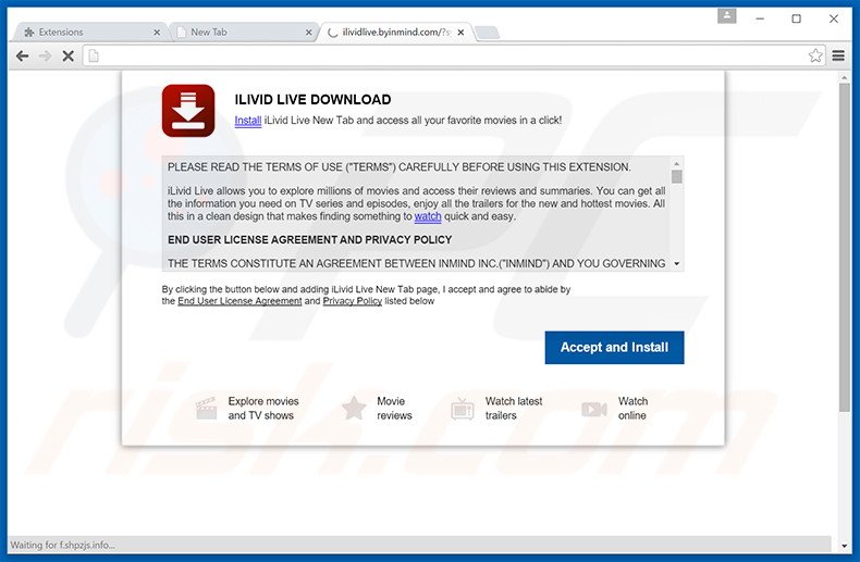 Sitio web destinado a promocionar el secuestrador de navegadores ilividlive.com