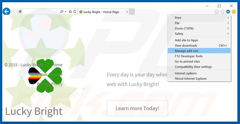 Eliminando los anuncios de Lucky Bright de Internet Explorer paso 1