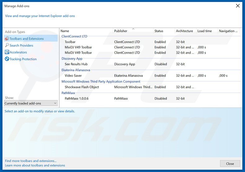 Eliminando los anuncios de Mint Cast Networks de Internet Explorer paso 2