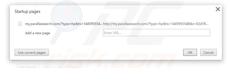 Eliminando my.parallaxsearch.com de la página de inicio de Google Chrome
