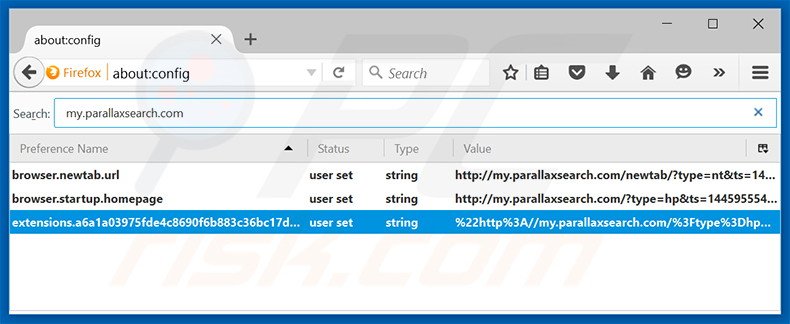 Eliminar my.parallaxsearch.com del motor de búsqueda por defecto de Mozilla Firefox