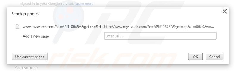 Eliminando mysearch.com de la página de inicio de Google Chrome