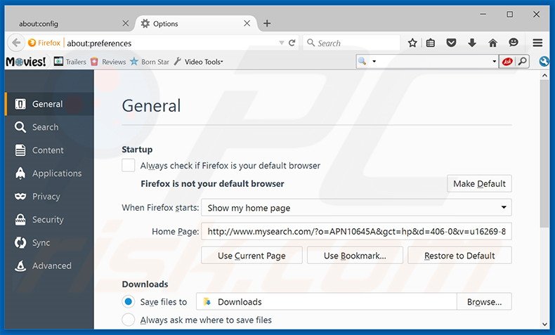Eliminando mysearch.com de la página de inicio de Mozilla Firefox