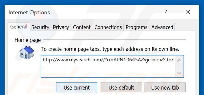 Eliminando mysearch.com de la página de inicio de Internet Explorer
