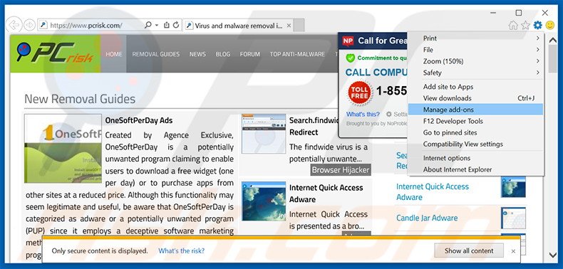 Eliminando los anuncios de Olcinium browser de Internet Explorer paso 1