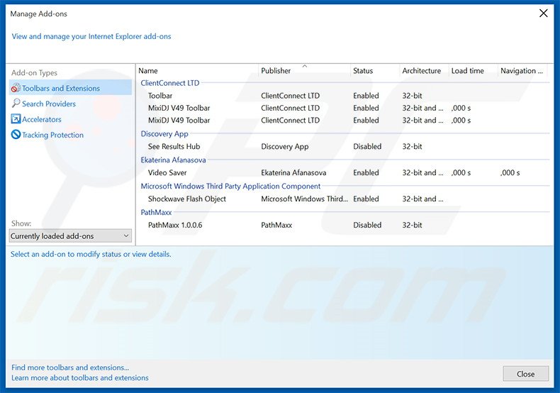 Eliminando los anuncios de Phishaler de Internet Explorer paso 2