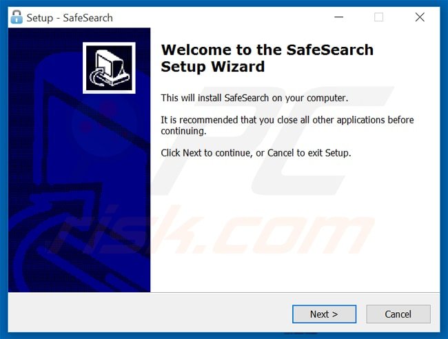 Configuración del instalador del secuestrador de navegador safesearch.net