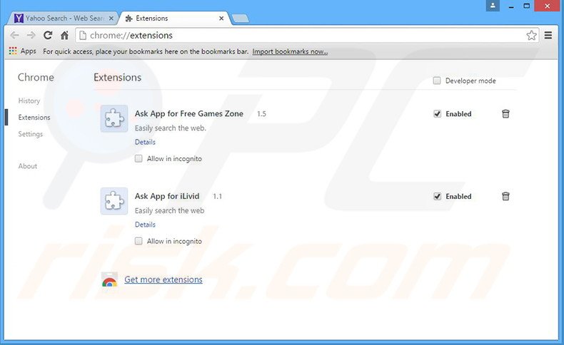 Eliminando las extensiones relacionadas con Search Know en Google Chrome