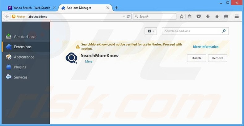 Eliminando las extensiones relacionadas con Search Know en Mozilla Firefox
