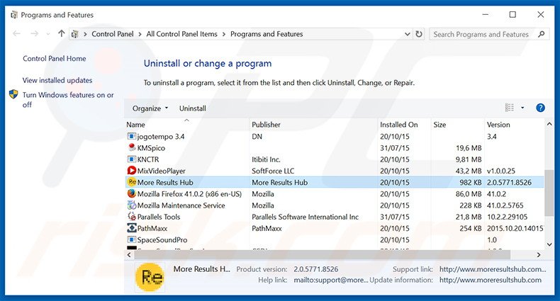 desinstalar el secuestrador de navegadores search.results-hub.com desde el Panel de control
