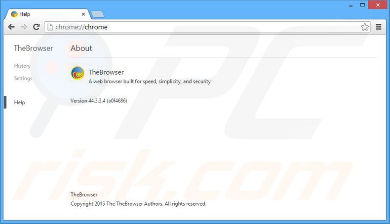 aplicación fraudulenta TheBrowser tipo adware