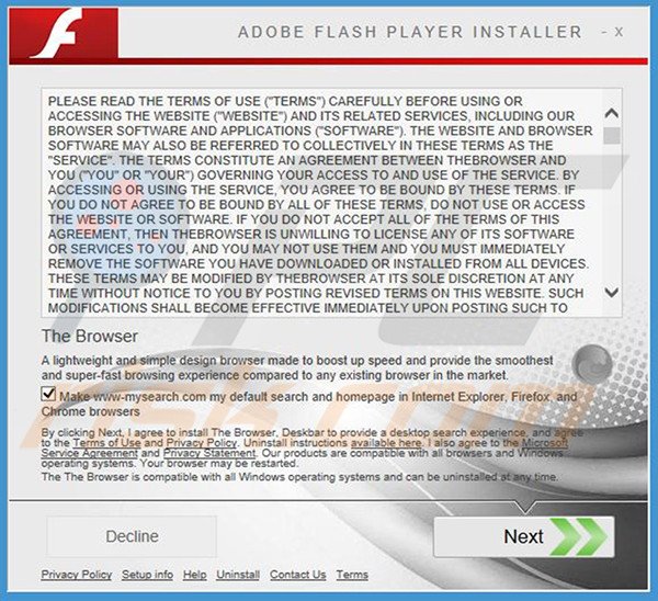 Instalación oficial del software publicitario TheBrowser