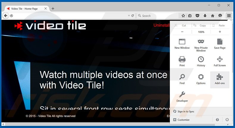 Eliminando los anuncios de Video Tile de Mozilla Firefox paso 1