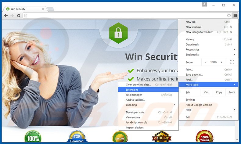 Eliminando los anuncios de Win Security de Google Chrome paso 1