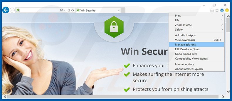 Eliminando los anuncios de Win Security de Internet Explorer paso 1