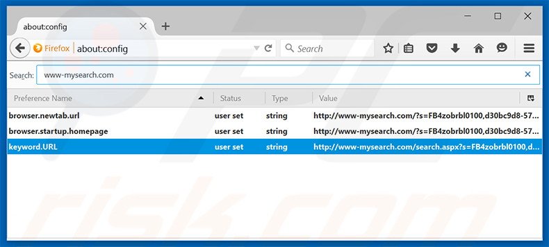 Eliminar www-mysearch.com del motor de búsqueda por defecto de Mozilla Firefox