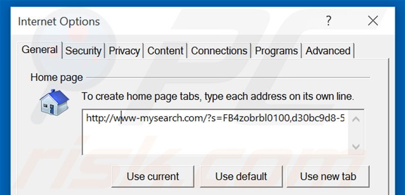 Eliminando www-mysearch.com de la página de inicio de Internet Explorer