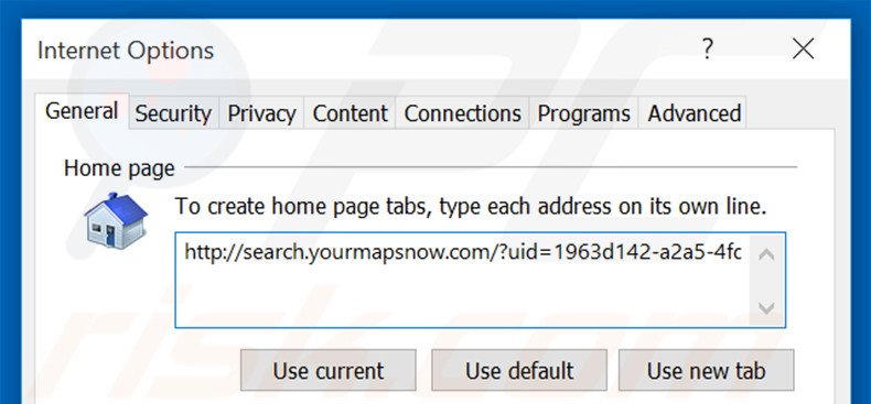 Eliminando search.yourmapsnow.com de la página de inicio de Internet Explorer