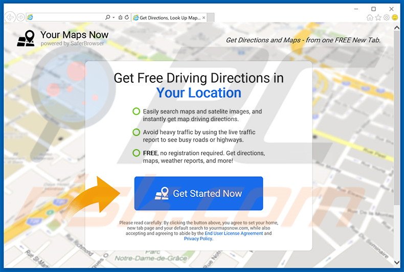 Sitio web que promociona Your Maps Now