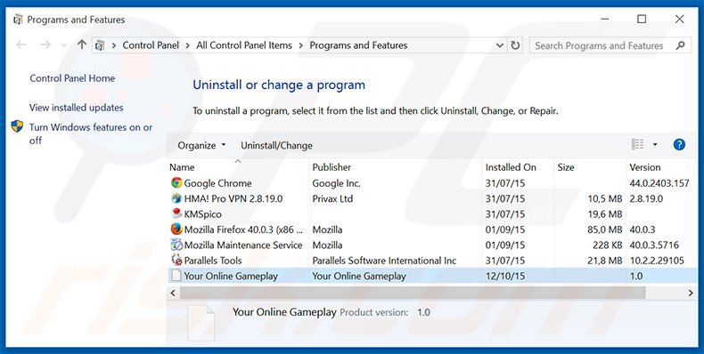 desinstalar el secuestrador de navegadores search.youronlinegameplay.com desde el Panel de control