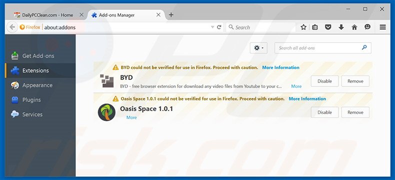 Eliminando los anuncios AnonymizerGadget de Mozilla Firefox paso 2