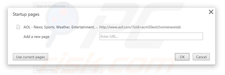 Eliminando search.aol.com de la página de inicio de Google Chrome