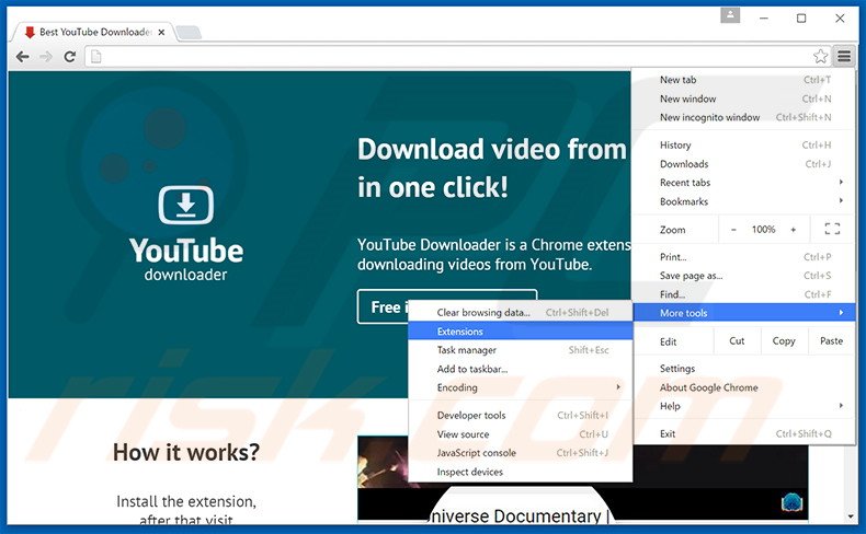 Eliminando los anuncios de Best YouTube Downloader de Google Chrome paso 1