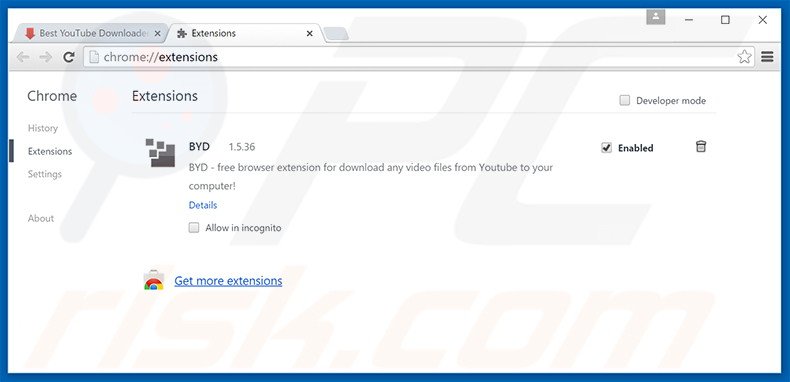 Eliminando los anuncios de Best YouTube Downloader de Google Chrome paso 2