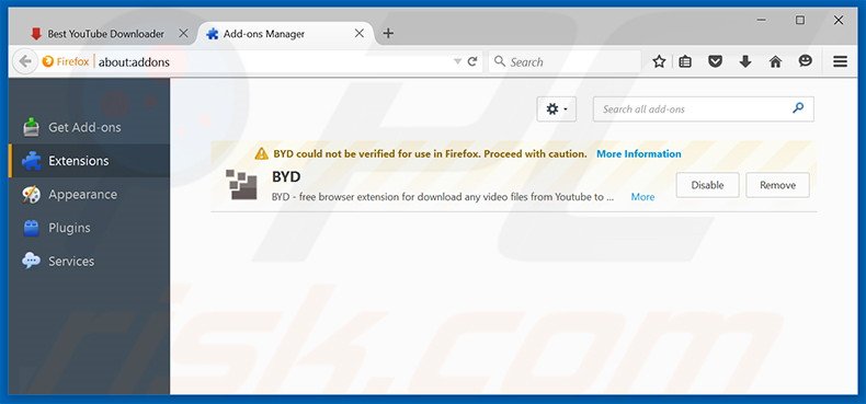 Eliminando los anuncios de Best YouTube Downloader de Mozilla Firefox paso 2