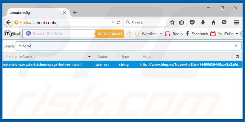 Eliminar bing.vc del motor de búsqueda por defecto de Mozilla Firefox