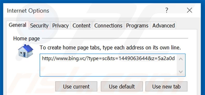 Eliminando bing.vc de la página de inicio de Internet Explorer