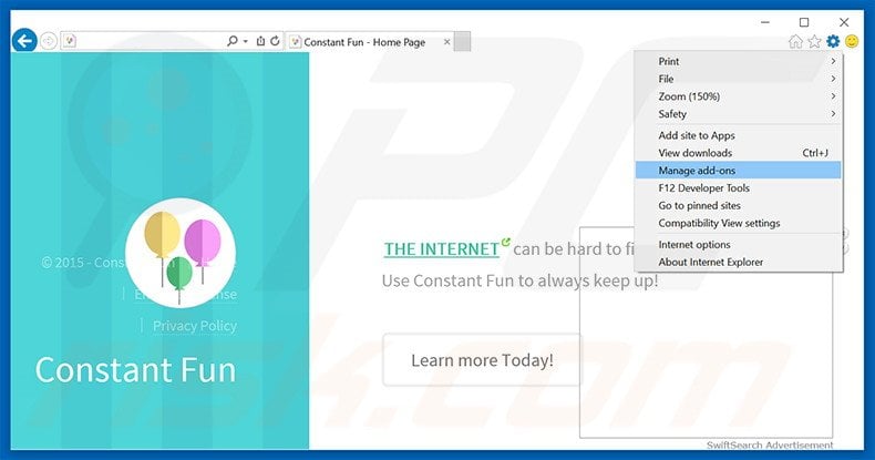 Eliminando los anuncios de Constant Fun de Internet Explorer paso 1